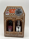 Sally Hansen Nail Polish Gift Set Baking Spirits Bright Shiny Top Coat Red Glitt