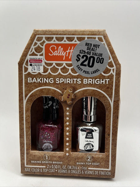Sally Hansen Nail Polish Gift Set Baking Spirits Bright Shiny Top Coat Red Glitt
