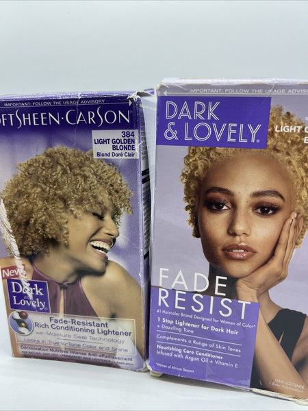 (2) Dark and Lovely 384 light golden Blonde SoftSheen-Carson Hair Color Fade