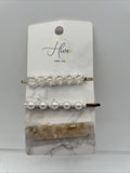 Hive and Co. Hair Clip and Bobby Pin Set Embellished Pearl Bead 3 ct COMBINESHIP