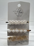 Hive and Co. Hair Clip and Bobby Pin Set Embellished Pearl Bead 3 ct COMBINESHIP
