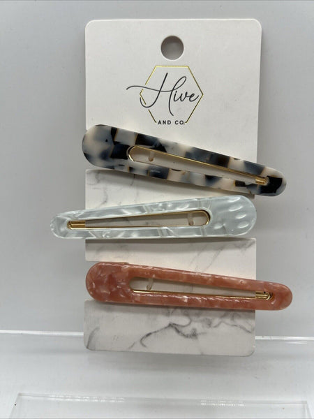 Hive and Co. Hair Clip Barrette Slide Embellished Pearl Rose Gold 3ctCOMBINESHIP