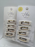 (2) Hive Co. Hair Clip Snap Barrette Embellished Pearl Rose Gold 4pc COMBINESHIP