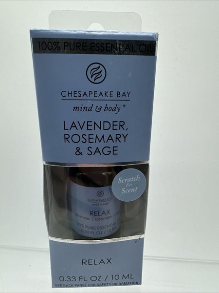 Chesapeake Bay Mind & Body 100% Essential Oil relax Lavender Sage COMBINESHIP