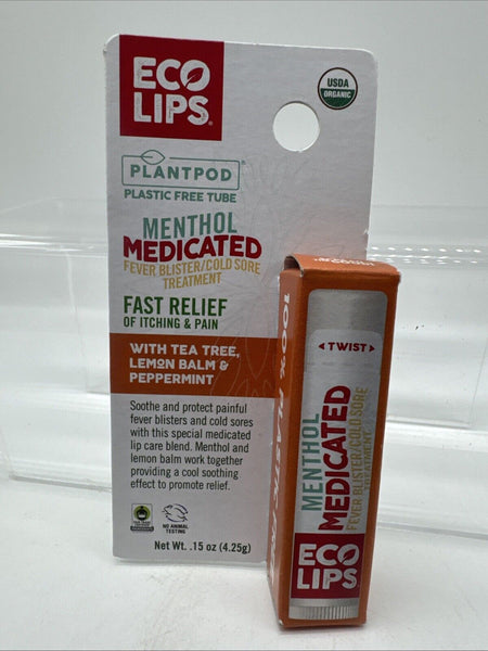 Eco Lips Menthol Medicated Fever Blister / Cold Sore Treatment Organic Lip Balm