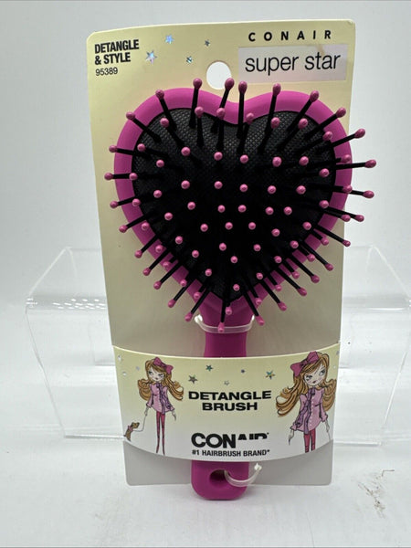 Conair Detangle & Style Brush Hair Heart 95389 Cushion Nylon Bristle COMBINESHIP