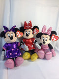 (3) Ty Beanie Babies Collection Disney Minnie Sparkle