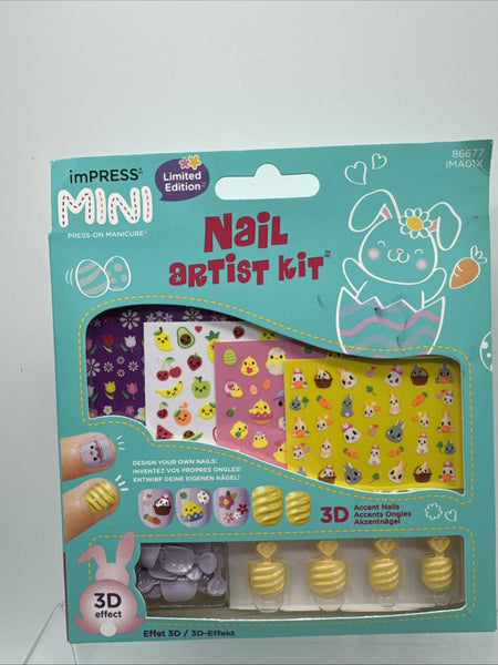 imPress Mini Press-On Kids 3D  Nail Artist Kit Easter Egg Spring Bunny Sticker