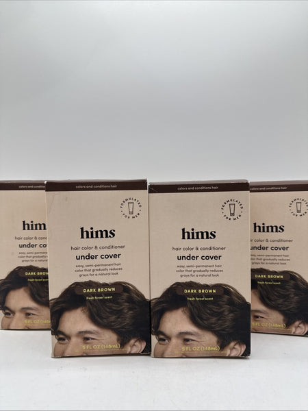 (4) HIMS Dark Brown Under Cover Men Hair Color & Conditioner Semi Permanent 5min