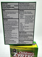 (2) Children's Zyrtec Dye-Free Chewables 24 Tablets Grape Allergy 10mg 4/26