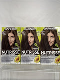 (3) Garnier Nutrisse 500 Glazed Walnut Deep Medium Brown Permanent Hair Color
