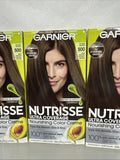 (3) Garnier Nutrisse 500 Glazed Walnut Deep Medium Brown Permanent Hair Color