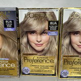 (3) L'oreal 8UA Ultra Ash Medium Blonde Superior Preference Hair Color Dye