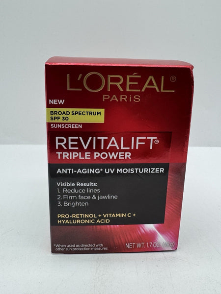 L'Oreal Revitalift Triple Power Face Neck Moisturizer Anti Aging Creme SPF30 1.7