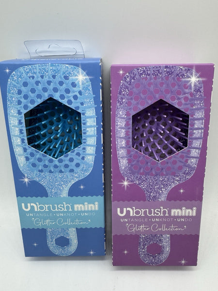 (2) FHI HEAT UNbrush Wet/Dry Vente Detangle Brush Glitter Purple Blue Easter Bas