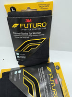 (2) Large Futuro Energize Trouser Socks Women Moderate Compression Black