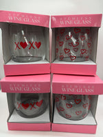 Stemless Wine Glass XOXO Hearts Valentine YOU CHOOSE BuyMoreSave&CombineShipping