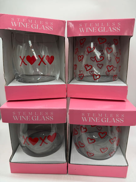 Stemless Wine Glass XOXO Hearts Valentine YOU CHOOSE BuyMoreSave&CombineShipping
