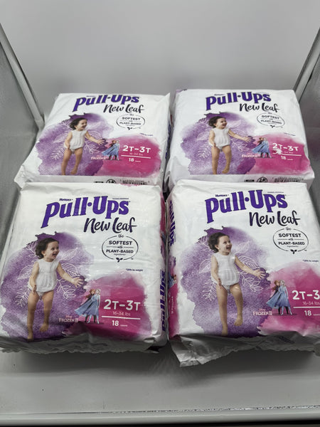 (4) HUGGIES Frozen 2 PULL-UPS NEW LEAF 2t-3t 18ct 72ttl COMBINESHIP