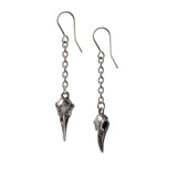 Alchemy Gothic E473 - Rabenschadel Schlenker Earrings Raven Skull Dropper