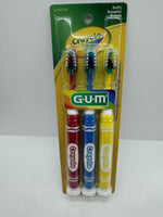 GUM Crayola Marker Children’s Toothbrush, Soft Bristled 3 Pack Suction Bottom