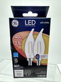 GE 40w/3.5w Dimmable Soft White LED Clear Bent Tip Decorative 2 Bulb COMBINESHIP