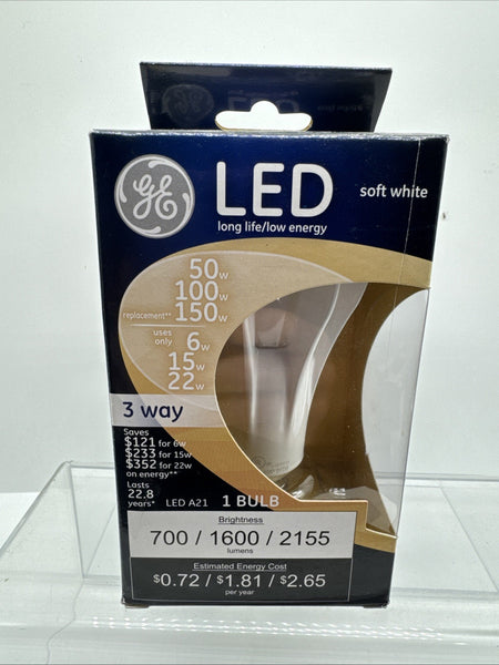 GE LED Soft White  3 Way  50 / 100 / 150 W Replacement  A21  /  1 Bulb  # 92119