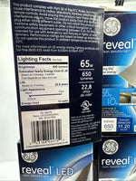 (4) GE 65w/10w 650 Lumens reveal LED  Indoor Floodlight Dimmable Light Bulb