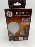 GE 40w/4.5w Relax LED Light Bulbs  Soft White HD Dimmable LED G25 COMBINESHIP