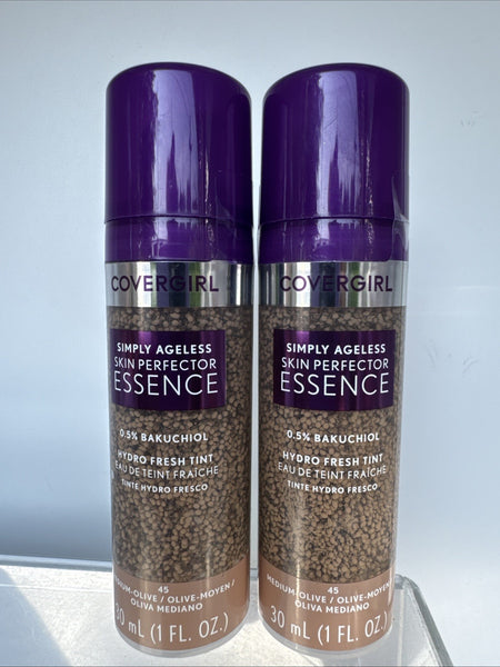 (2) Covergirl 45 Medium Olive Simply Ageless SkinPerfector Essence Tint BB CC