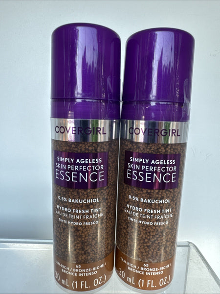 (2) Covergirl 65 Rich Tan Bron Simply Ageless SkinPerfector Essence Tint