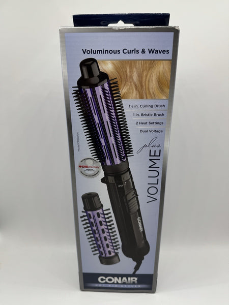 Conair Hot Air Styler Volume Plus  Curls & Waves 1 1/2" & 1" Brushes Beach Dryer