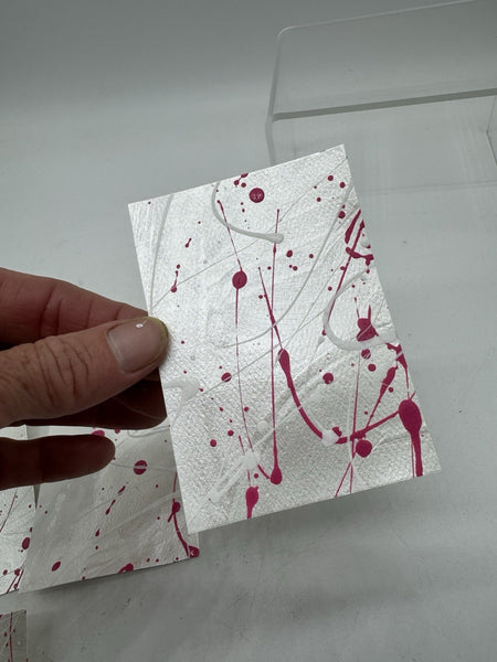 ACEO Pearl Splatter 5/9 Abstract Pink Drip Mini Art Card Painting Collection ATC