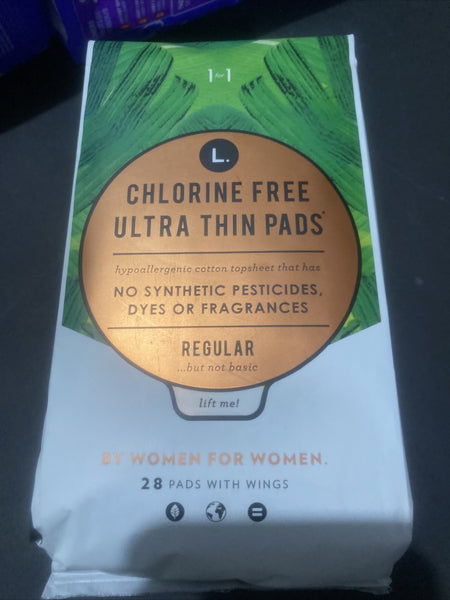 L. Chlorine Free Ultra Thin Regular Absorbency Pads with Wings 28ct COMBINESHIP