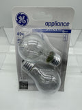 GE - 40 Watt - Appliance Clear Light Bulbs - A15 -2 Bulbs Refrigerator Oven