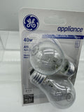 GE - 40 Watt - Appliance Clear Light Bulbs - A15 -2 Bulbs Refrigerator Oven