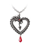 Alchemy Gothic P968 Vouivre Necklace Pendant Dragon Heart Red Crystal Valentine