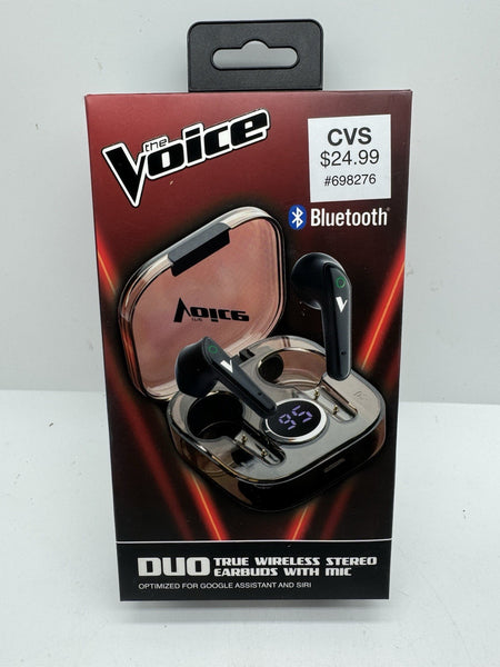 The Voice Duo True Wireless Stereo Earbuds with Mic - Black COMBINESHIP