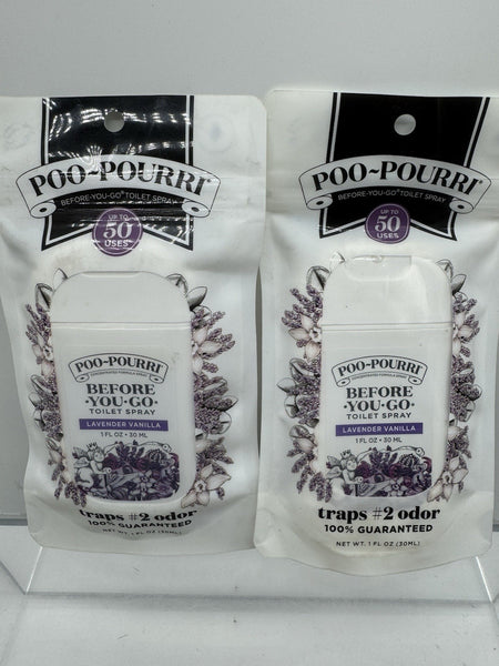 (2) Poo-Pourri Before-You-Go Toilet Spray Lavender Vanilla 1 oz Pocket Travel