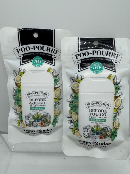 (2) Poo-Pourri Before-You-Go Toilet Spray Beach Bum Coconut Orchid 1 oz Pocket