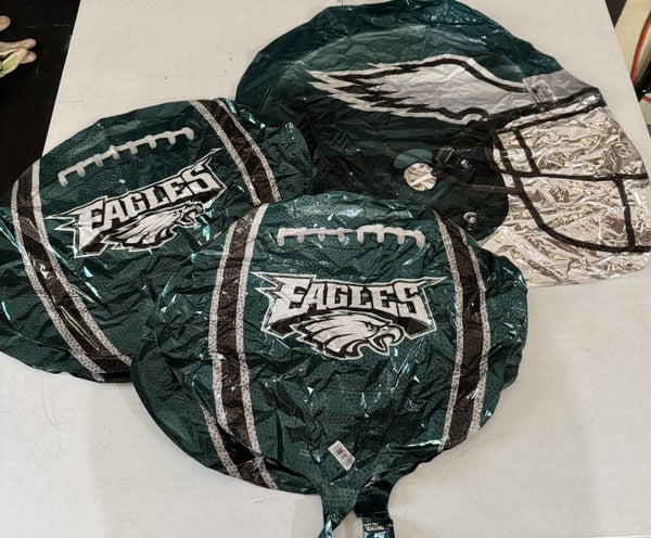 (6) Philadelphia Eagles Shape 21" Football & Helmet Foil Balloon Green Party PAC