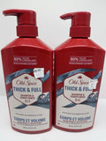 (2) Old Spice Mens 2 in 1 Shampoo & Conditioner All Hair Types Thick & Full Pump