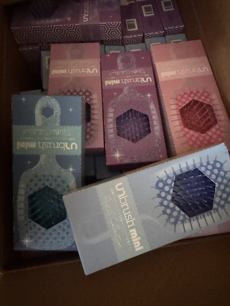 (24) FHI HEAT UNbrush Wet/Dry Detangle Brush Pastel Purple Blue Pink Bulk Resale