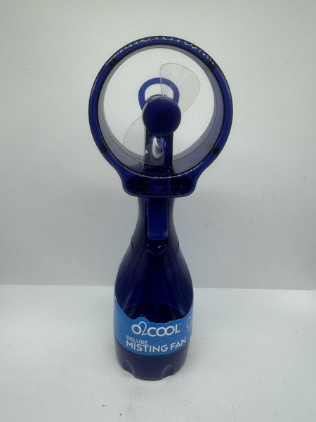 O2 COOL Deluxe Handheld Battery Powered Blue Water Misting Fan Bottle Travel