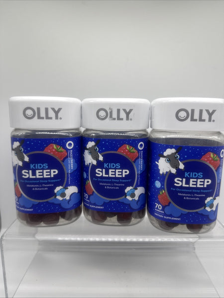 (3) Olly Kids Sleep L-Theanine Botanicals 70 Gummies RazzBerry 11/25 COMBINESHIP