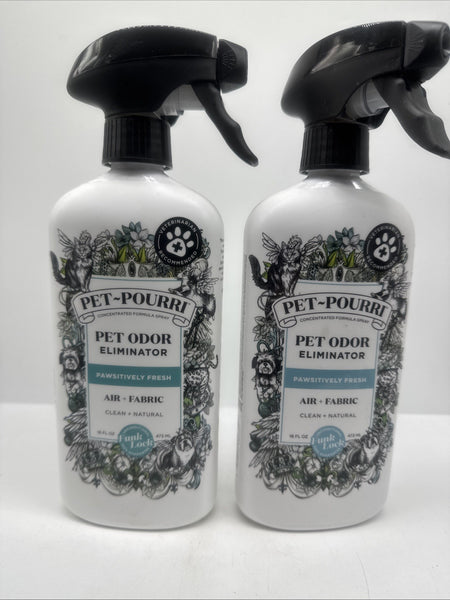 (2) Pet Pourri Textile Spray Deodorizer Instant Odor Eliminator Safe Pets 15oz