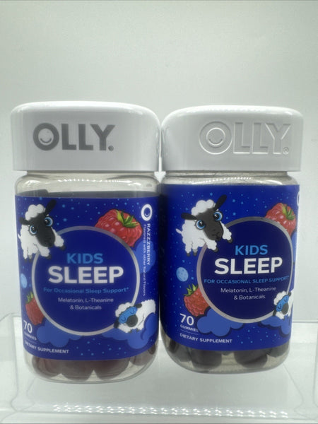 (2) Olly Kids Sleep L-Theanine Botanicals 70 Gummies RazzBerry COMBINE SHIP