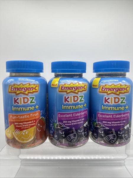 (3) Emergen-C Kidz Immune+ Gummy Excellent Elderberry Fun Fruit 44 Ct  10-11/25