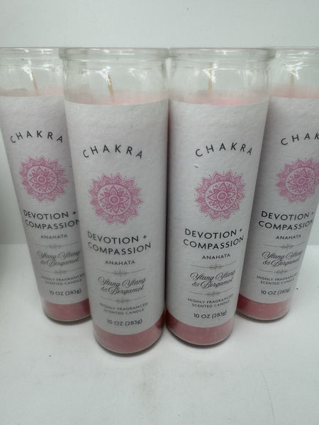 (4) Chakra ANAHATA Heart Love Devotion Compassion Pillar Candle Ylang Bergamot