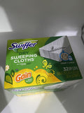 Swiffer Sweeper Dry Cloths Sweeping Refills W/Gain 32 Ct 10.4"x8" COMBINESHIP
